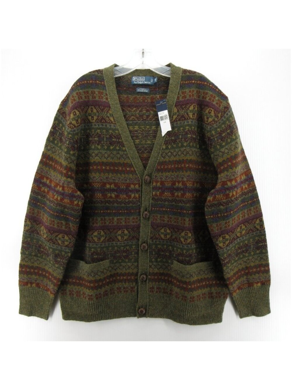 Polo Ralph Lauren Sweater 2XB Big Wool Cardigan Aztec Tribal Button Up